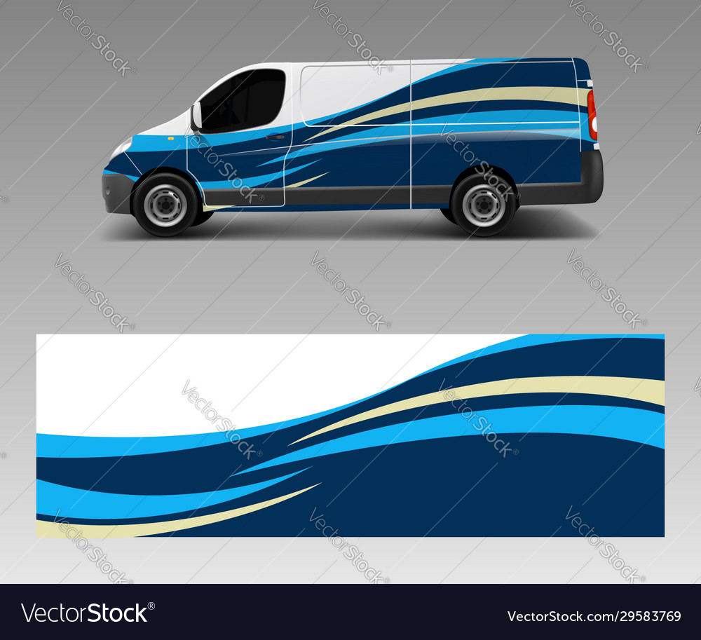 Download Van Wrap Design Template With Wave Shapes Decal Vector Image