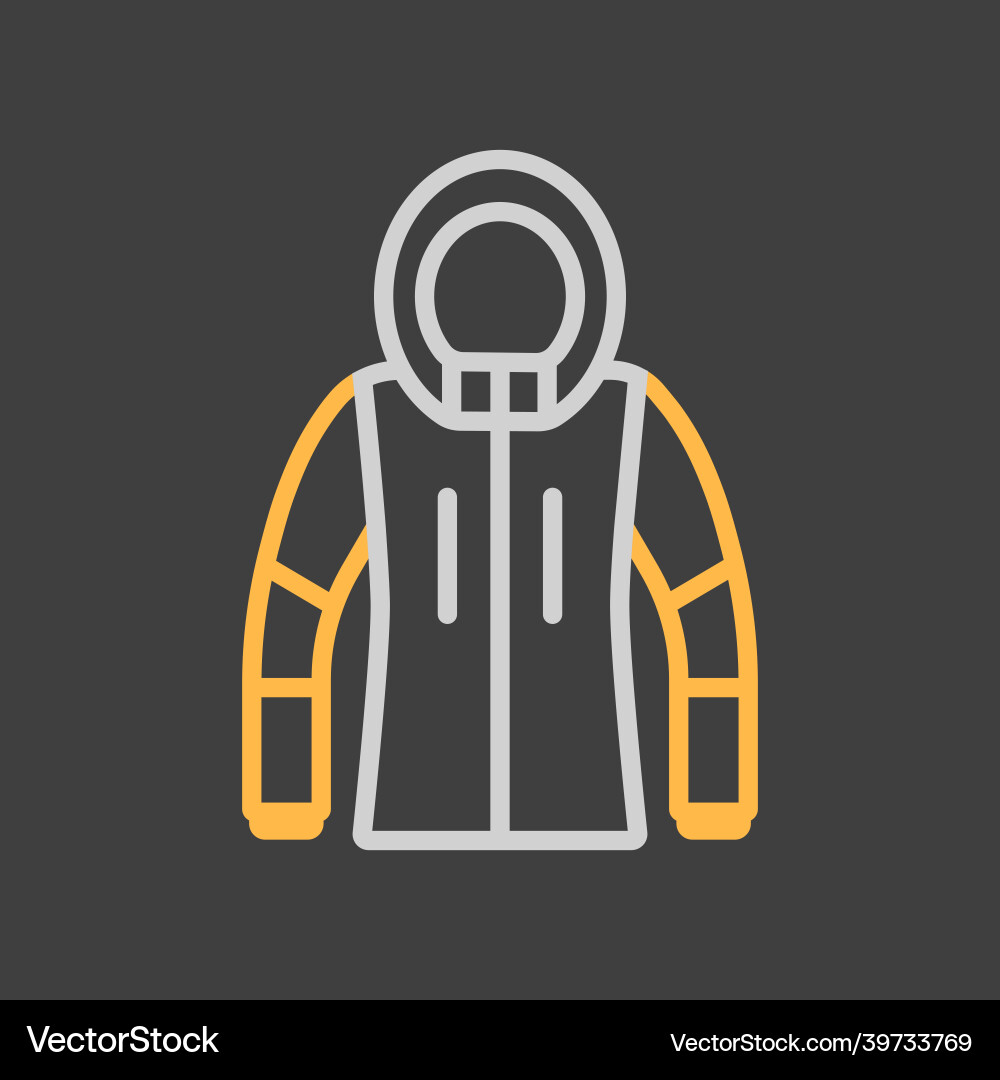 Winter jacket icon on dark background Royalty Free Vector