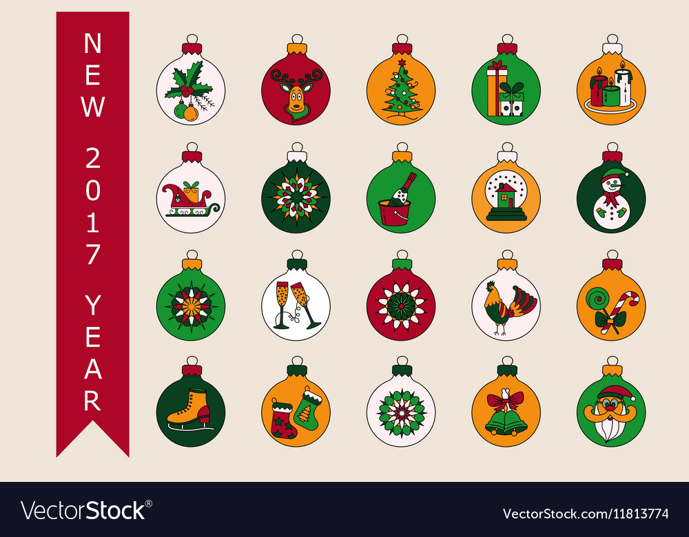 Weihnachtsdünne Linie Icons Set