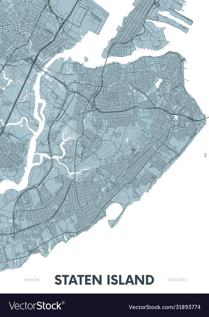 Staten Island Map   Detailed Borough Map Staten Island New York Vector 31893774 