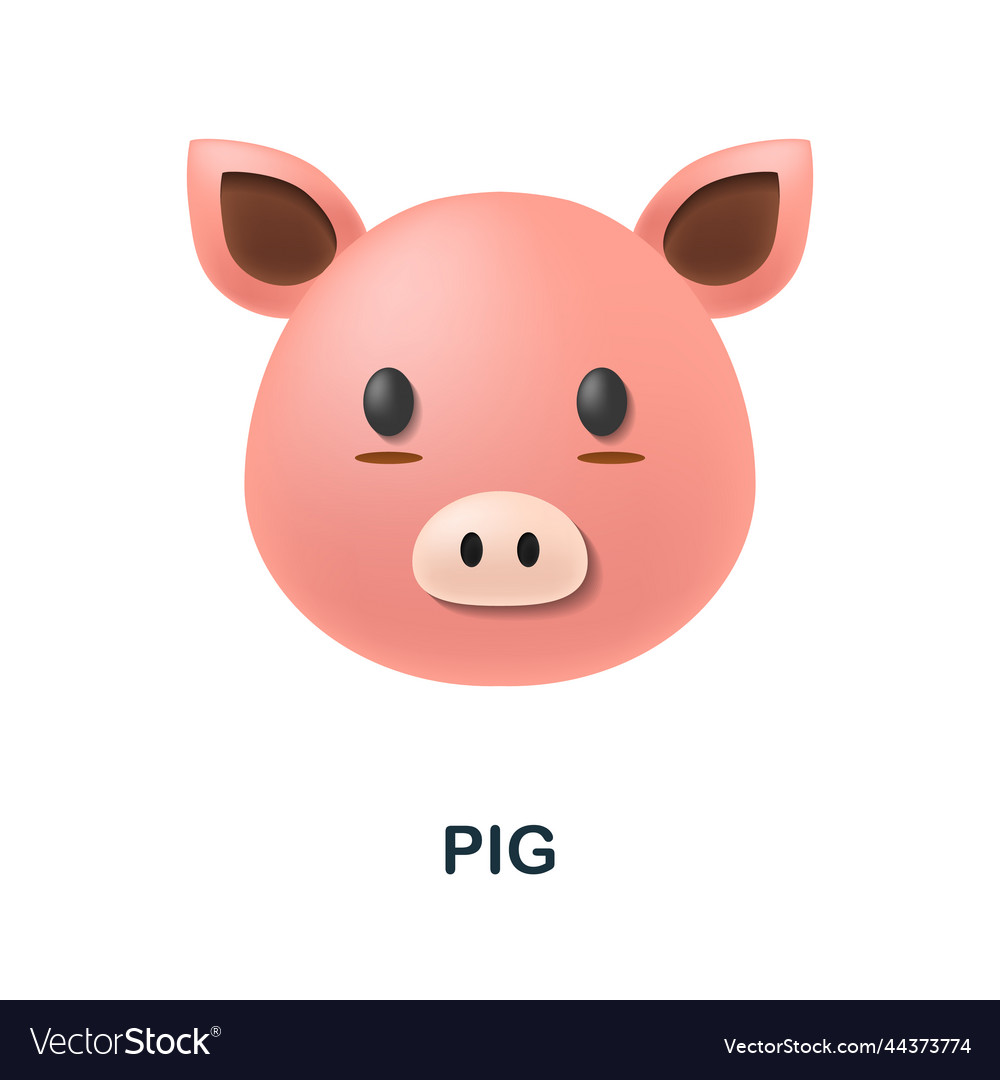 Pig icon 3d from animal head collection creative