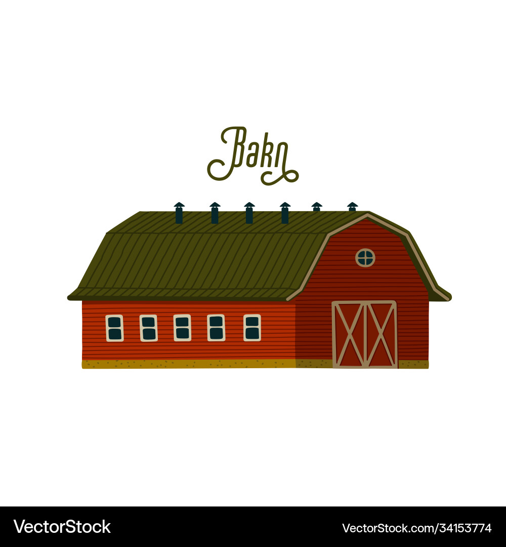 Red barn wooden house or stable in rustic Vector Image