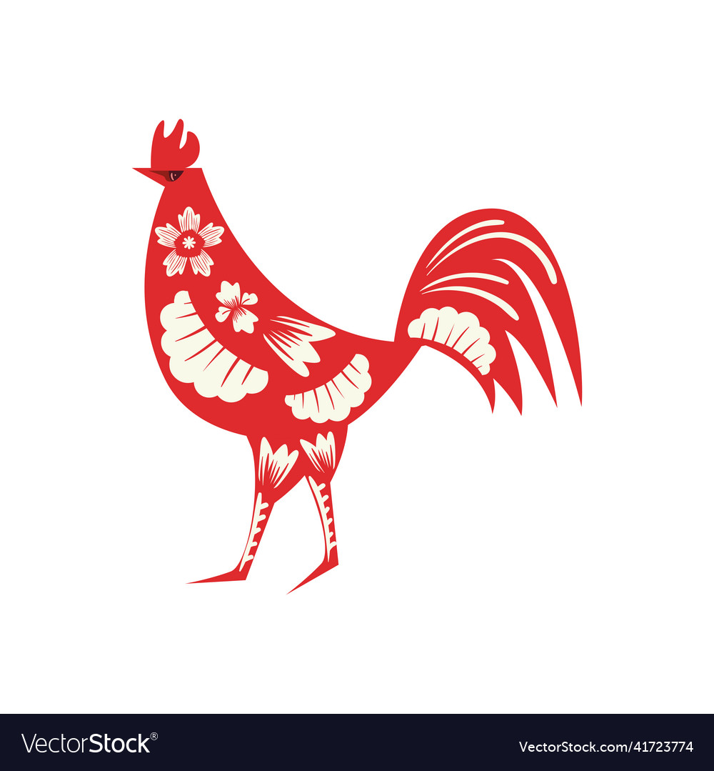 Red Chinese Zodiac Rooster Royalty Free Vector Image