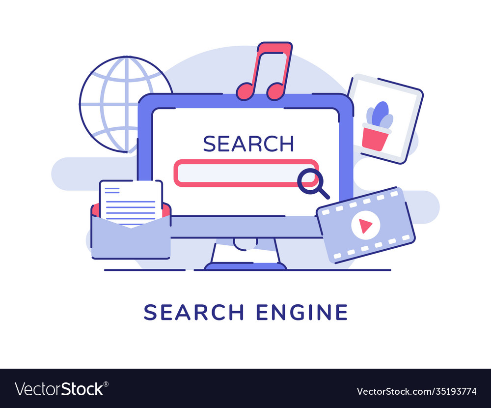 Search engine concept ui magnifier on display Vector Image