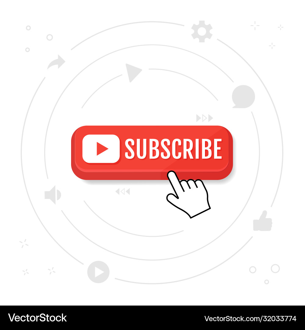 Subscribe call button and hand cursor red Vector Image
