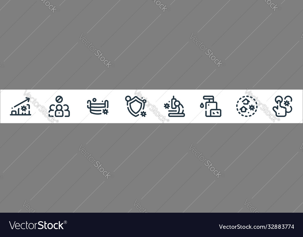 Virus infection line icons linear set quality