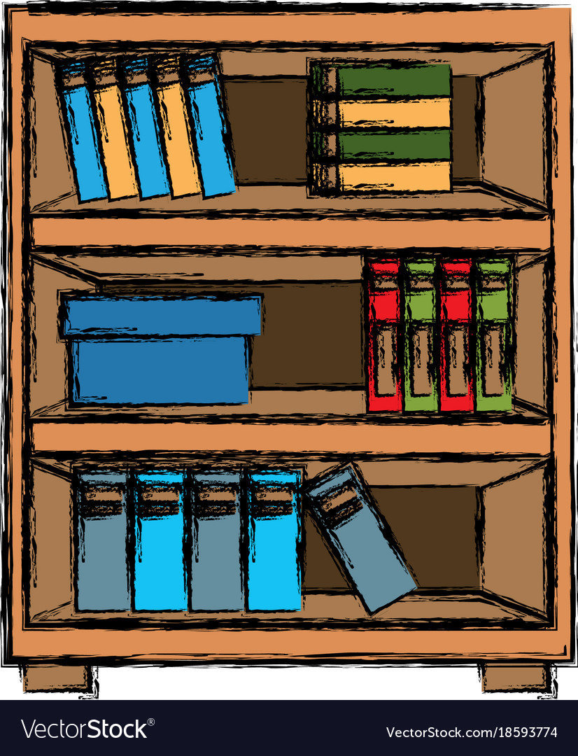 Wooden bookcase cabinet Royalty Free Vector Image