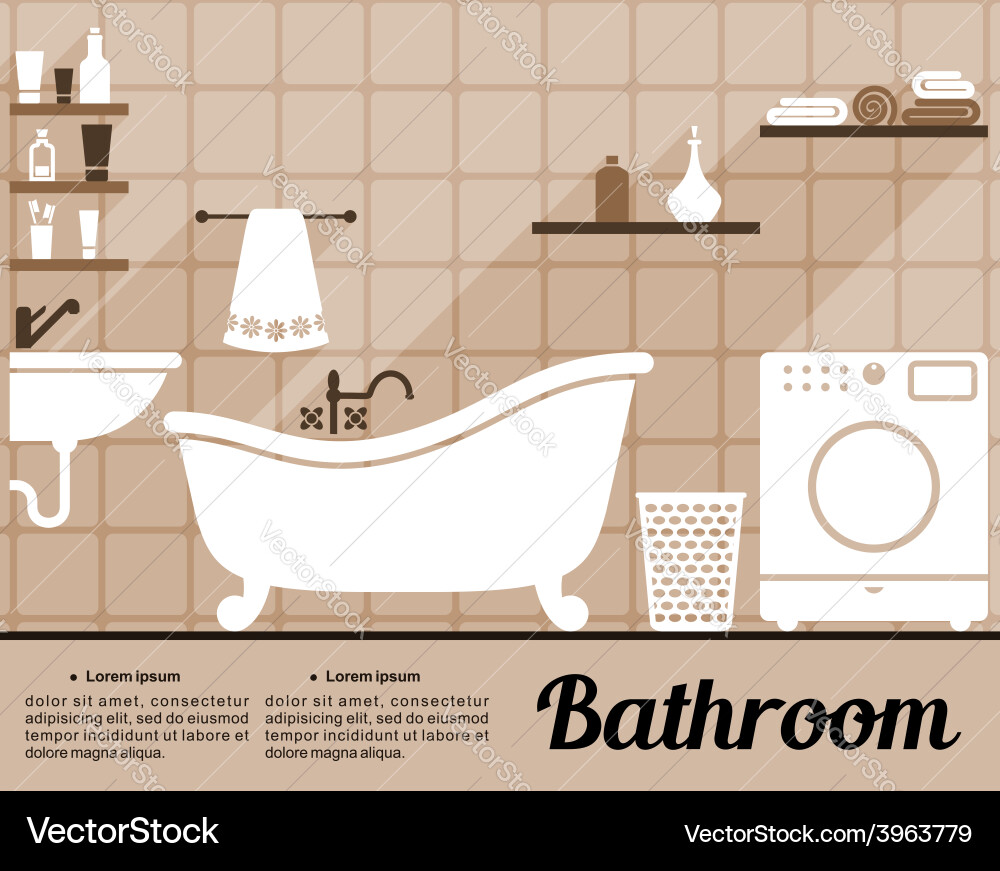Bathroom interior flat design Royalty Free Vector Image