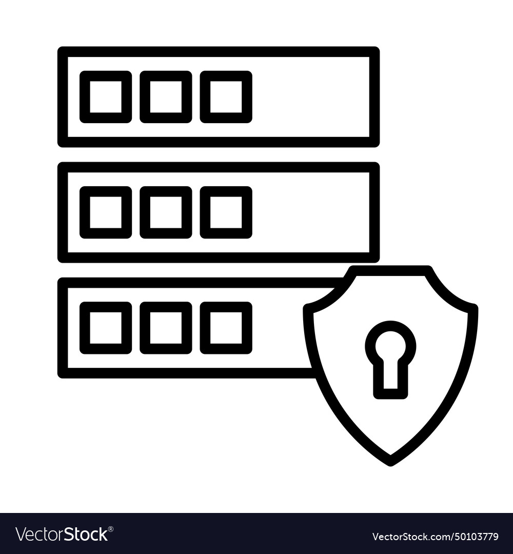 Encrypted database security icon with black Vector Image