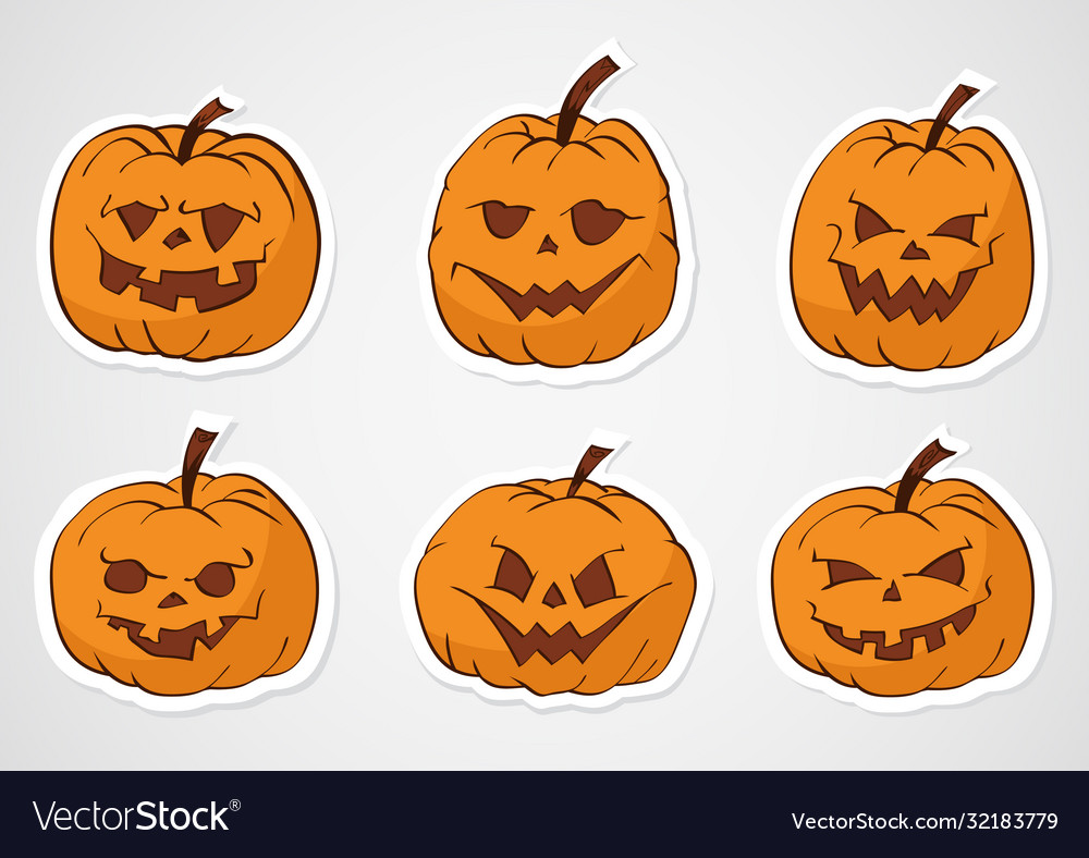 Halloween pumpkins stickers Royalty Free Vector Image