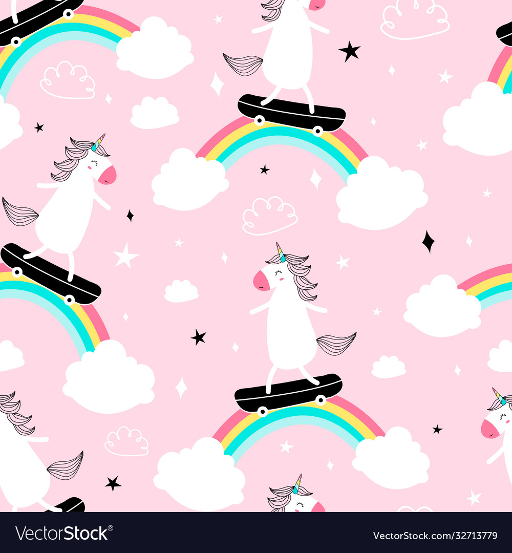 Hand drawing unicorn pattern Royalty Free Vector Image