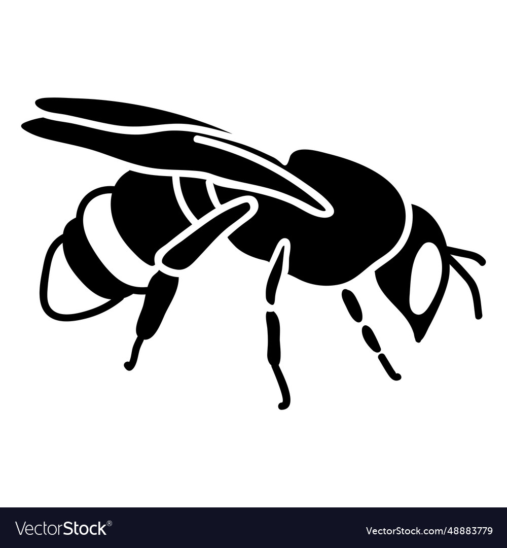 Honey bee sideways silhouette Royalty Free Vector Image