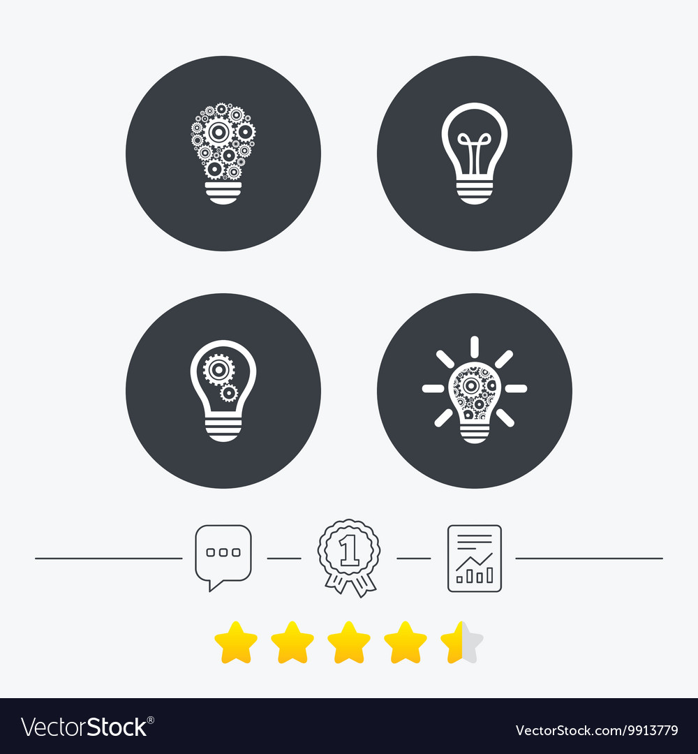 Light lamp icons energy saving symbols