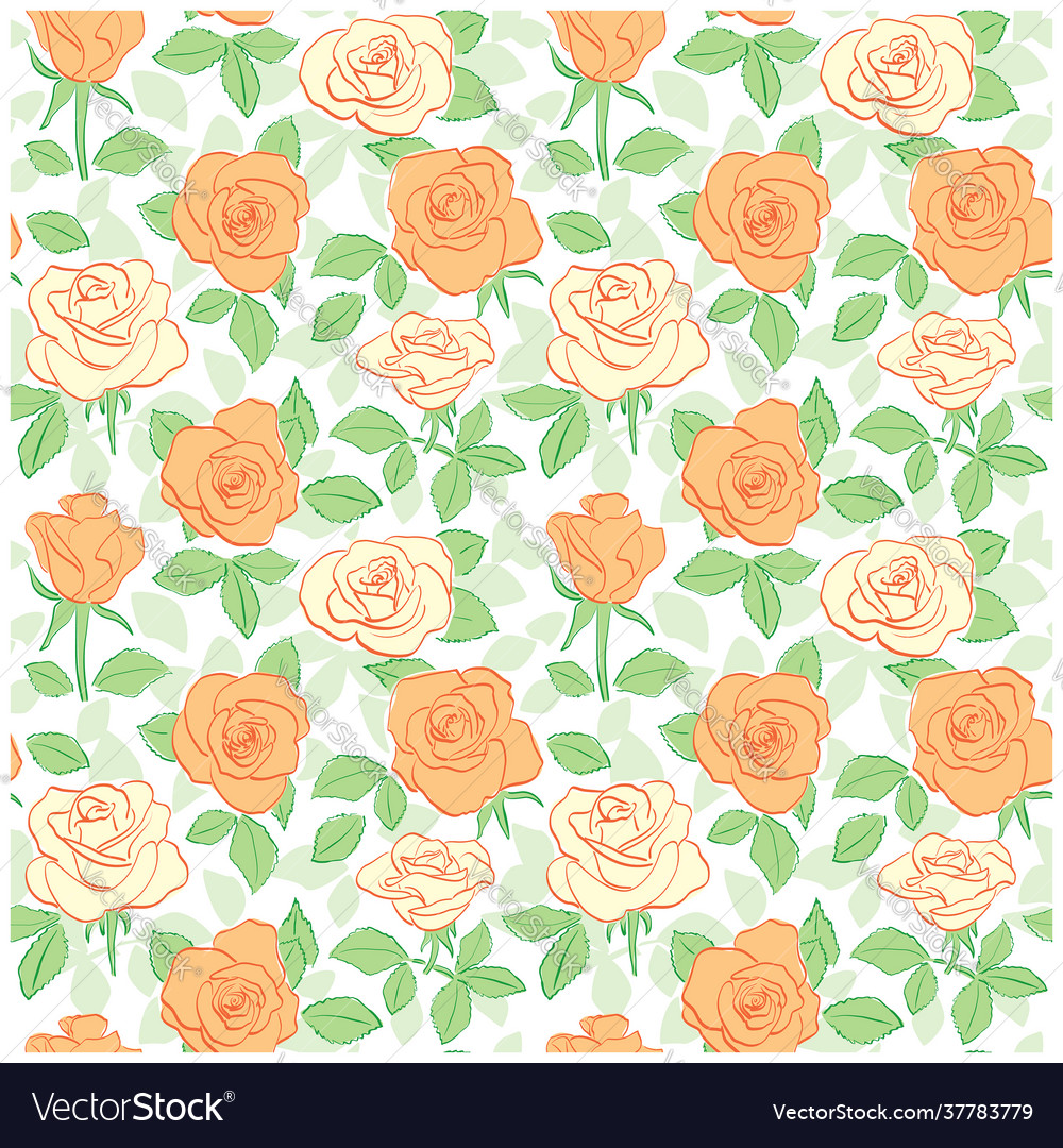 White seamless pattern with blooming roses