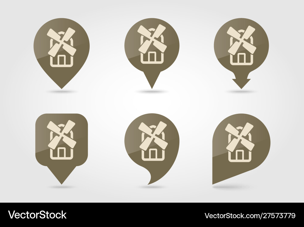 Windmill flat pin map icon Royalty Free Vector Image