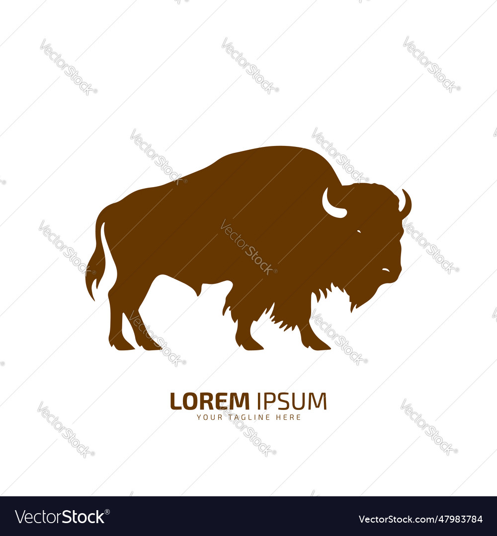 Bull logo icon silhouette bison ox logo symbol Vector Image