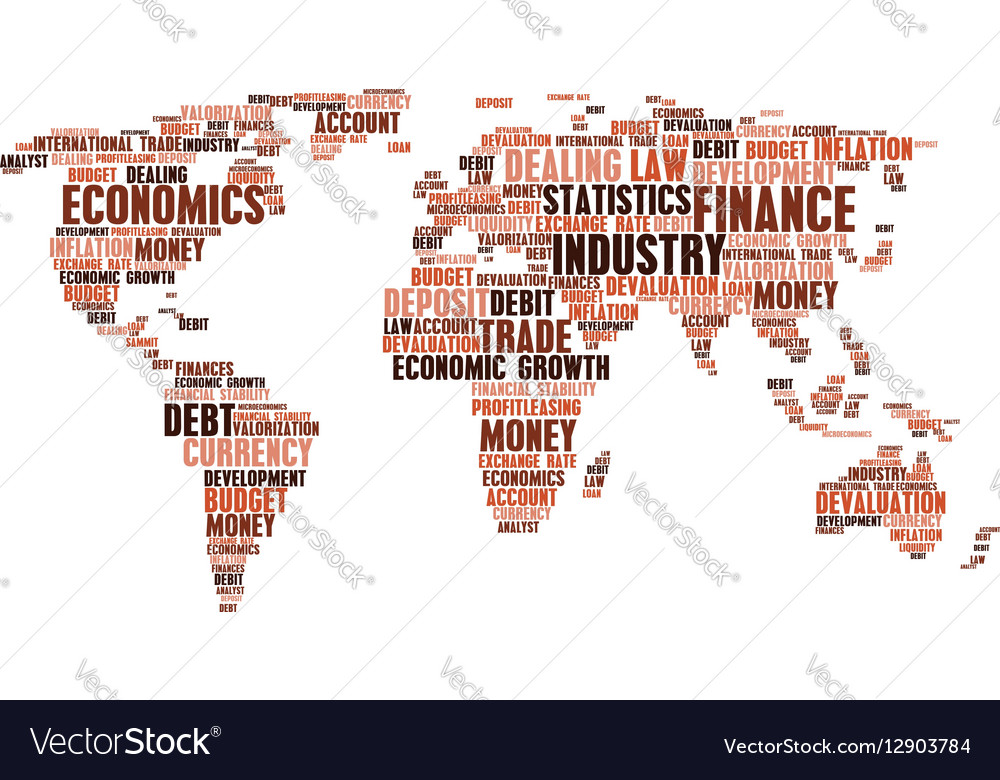 Business finance word cloud tags world map shape