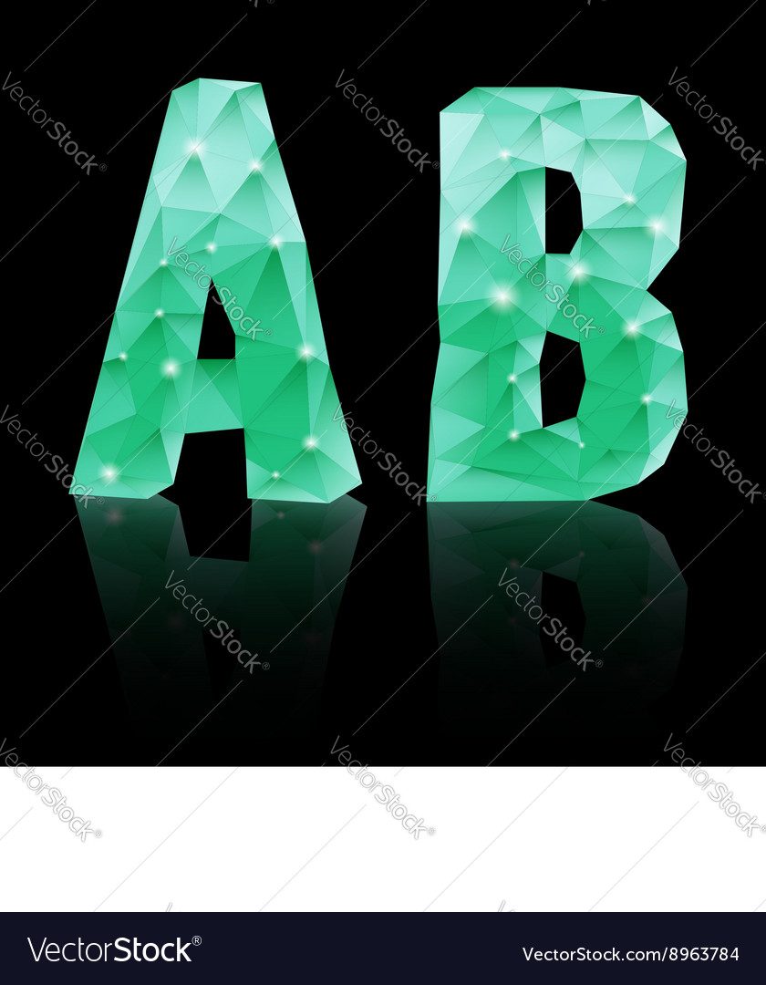 Emerald green polygonal font