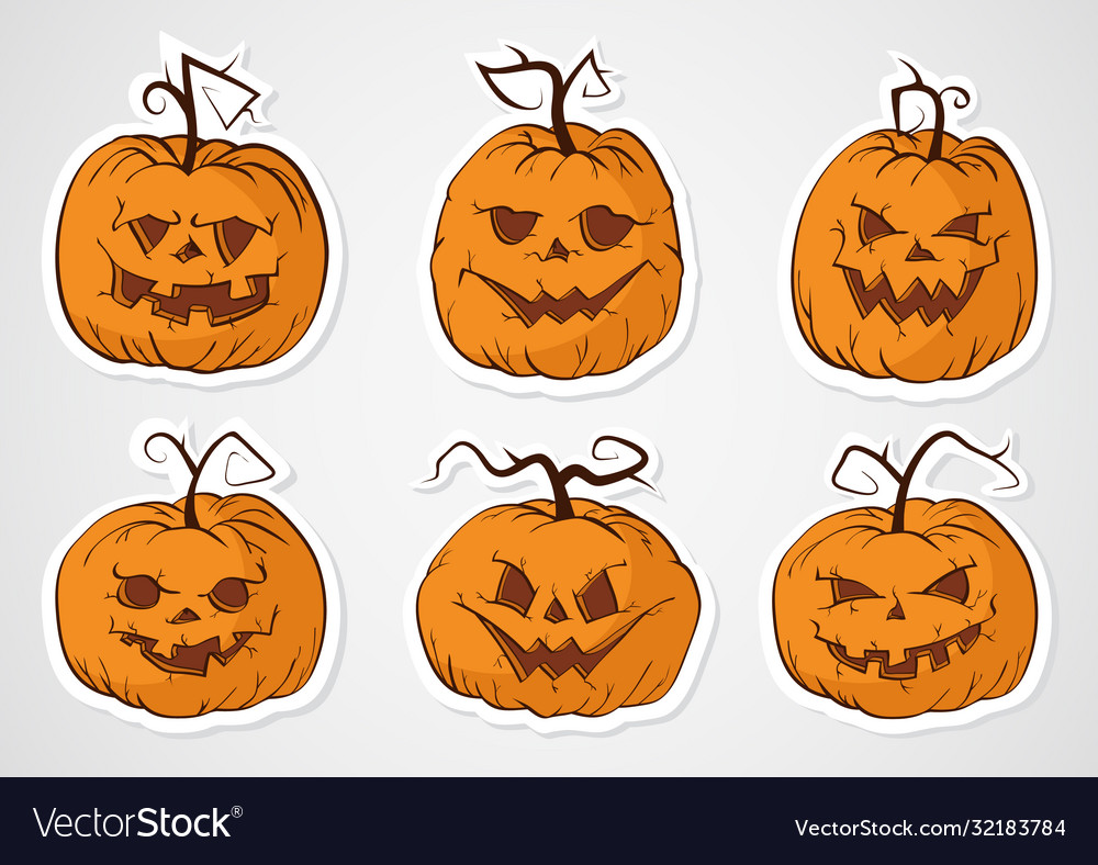 Halloween pumpkins stickers Royalty Free Vector Image