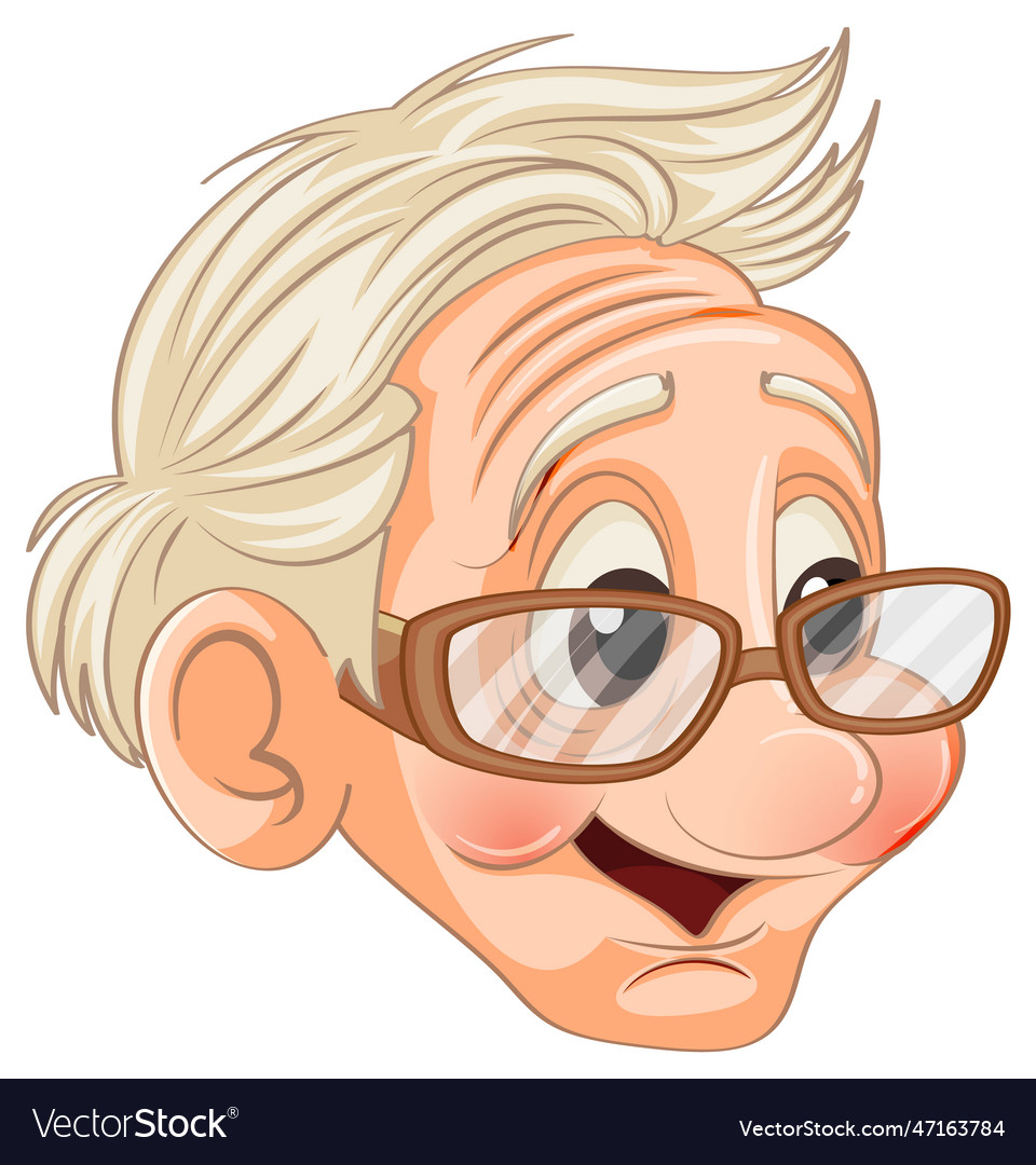 Old man head in cartoon style Royalty Free Vector Image