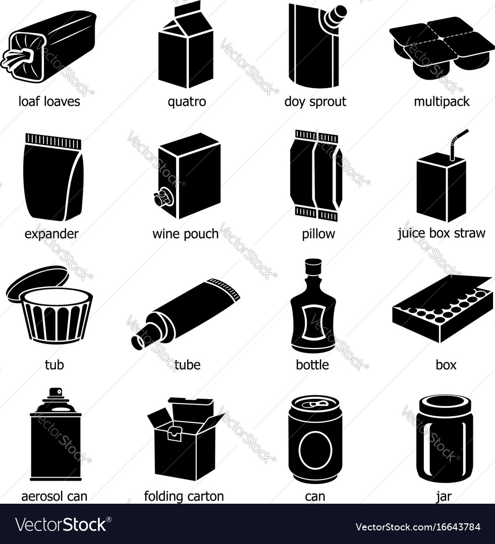 Package Types Icons Set Simple Style Royalty Free Vector