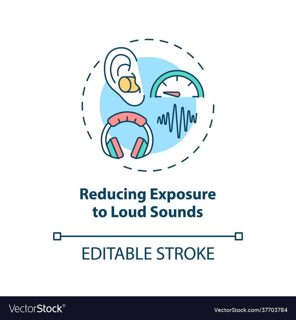 Reducing exposure to loud sounds concept icon Vector Image