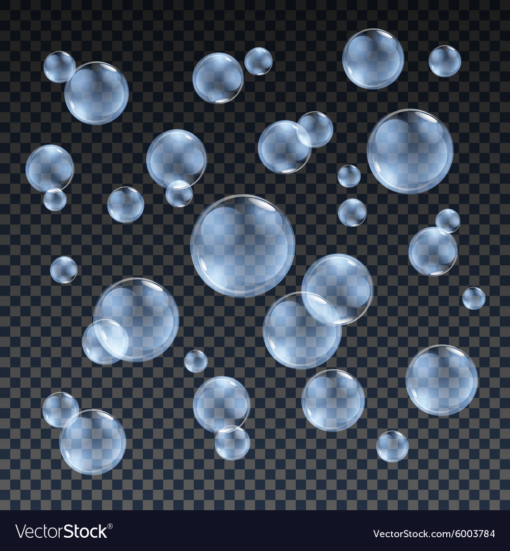 Transparent blue soap bubbles set on plaid Vector Image