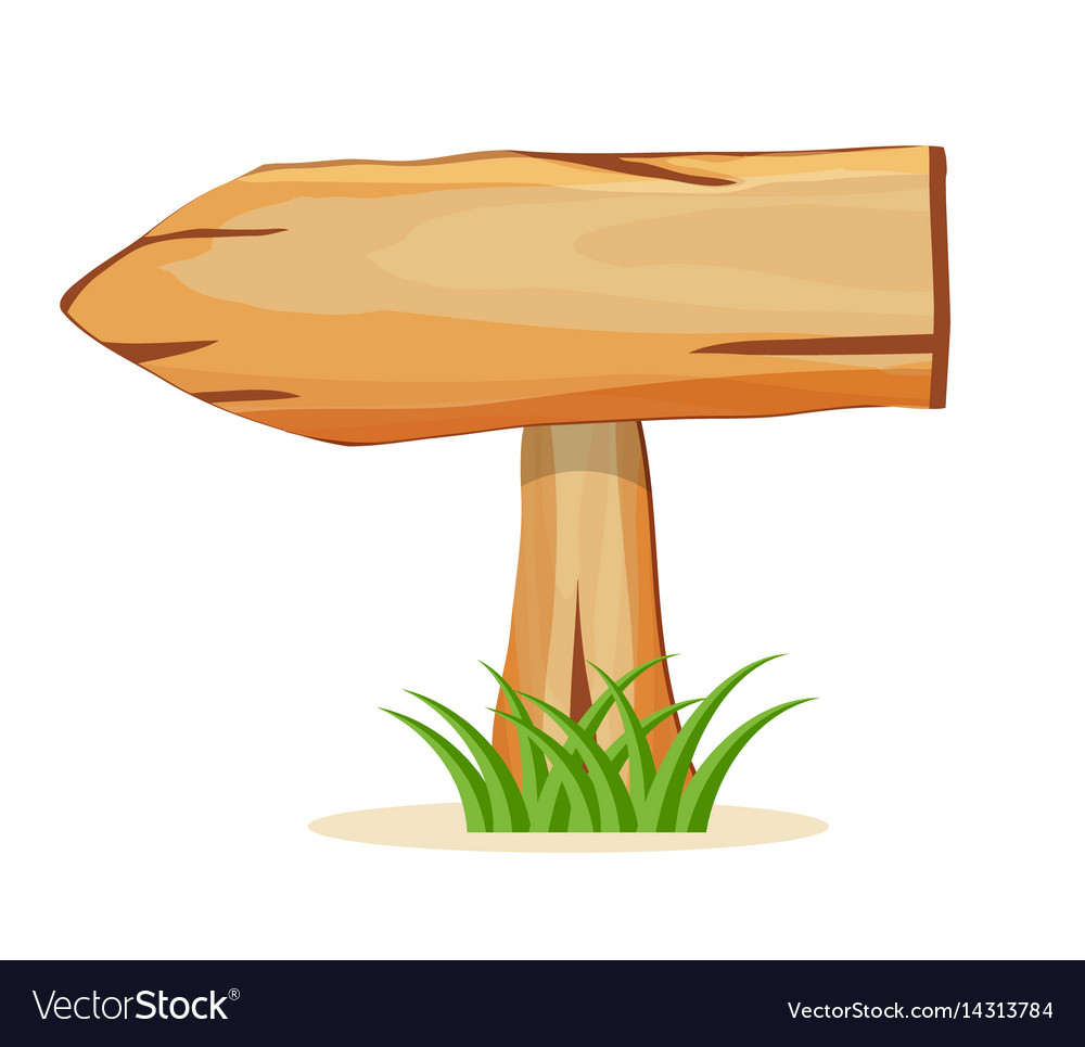 Wooden panel in grass isolated icon Royalty Free Vector