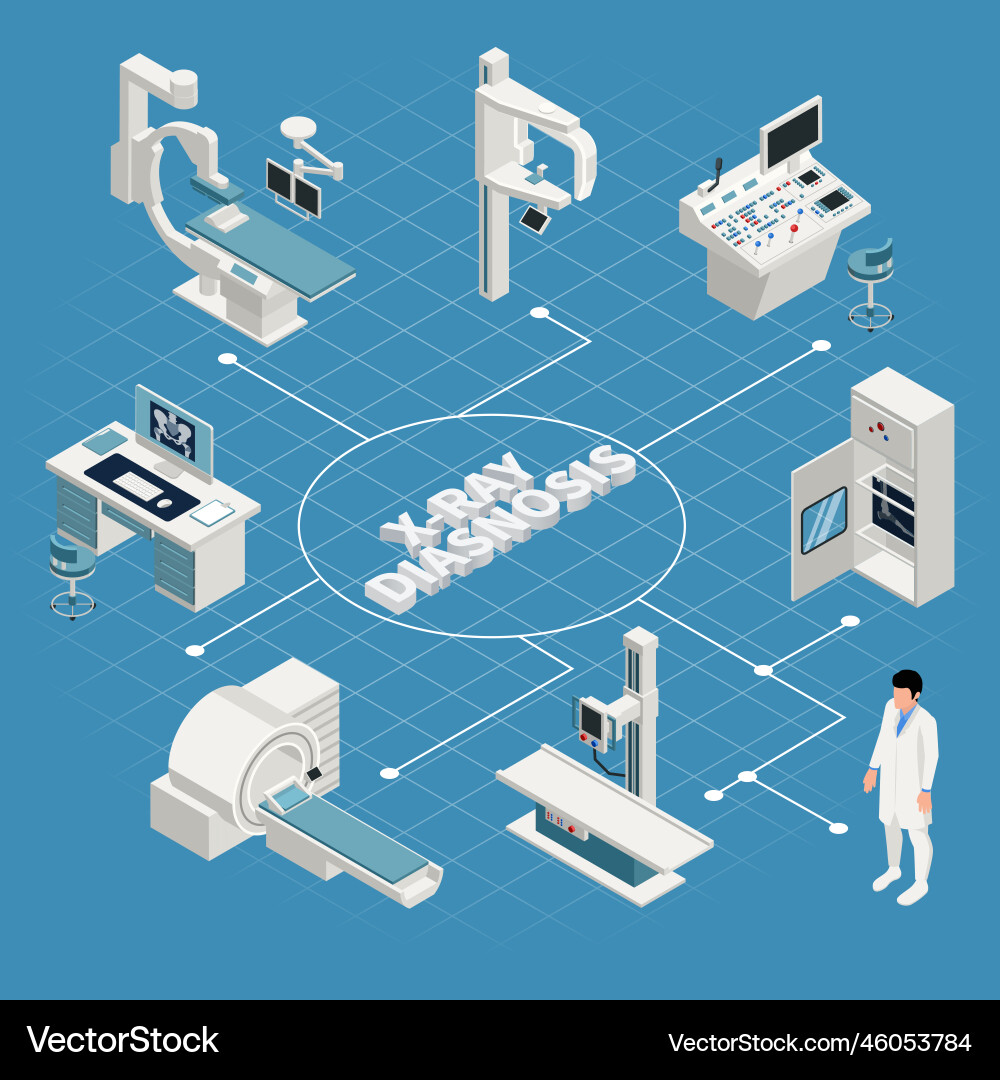 X-ray isometric flowchart Royalty Free Vector Image