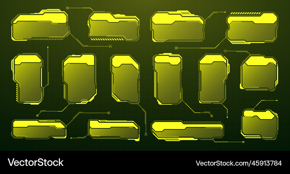 Yellow futuristic hud ui elements sci-fi user Vector Image