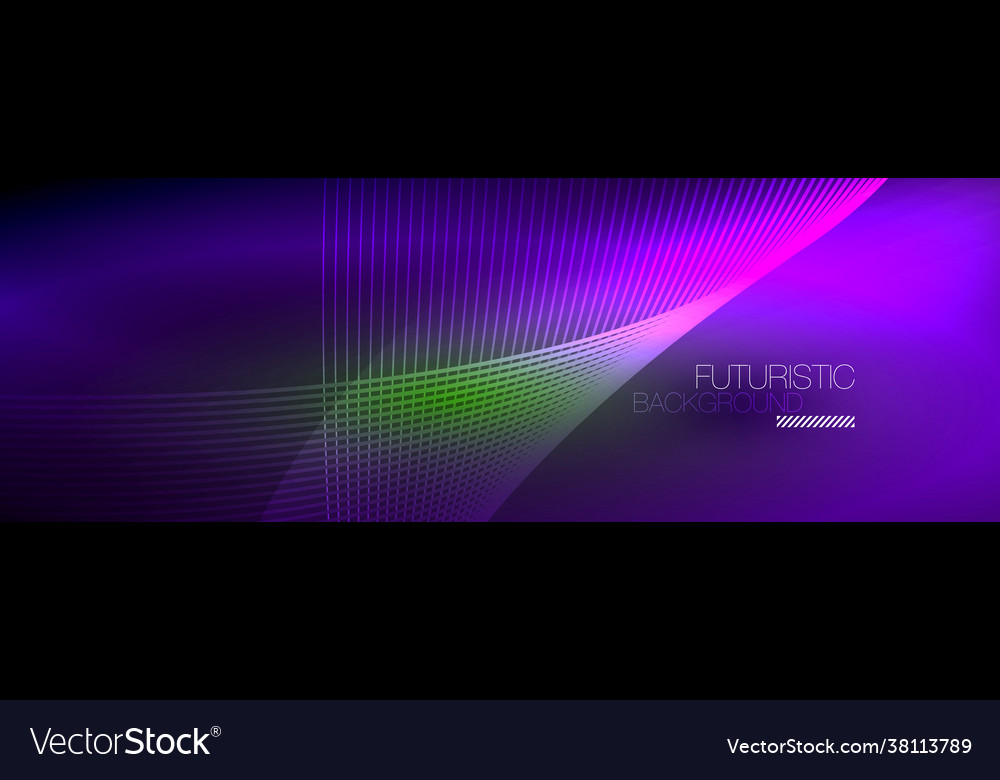 Abstract neon glowing light in dark with waves Vector Image