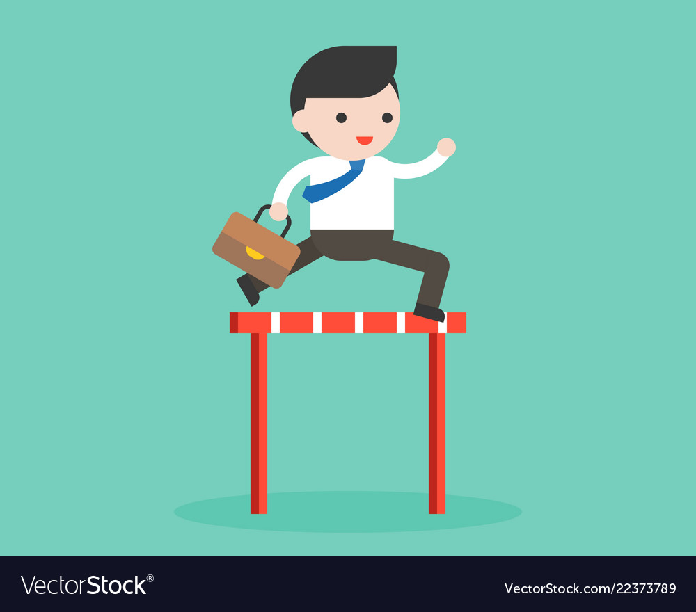 Businessman jumping cross obstacle business Vector Image