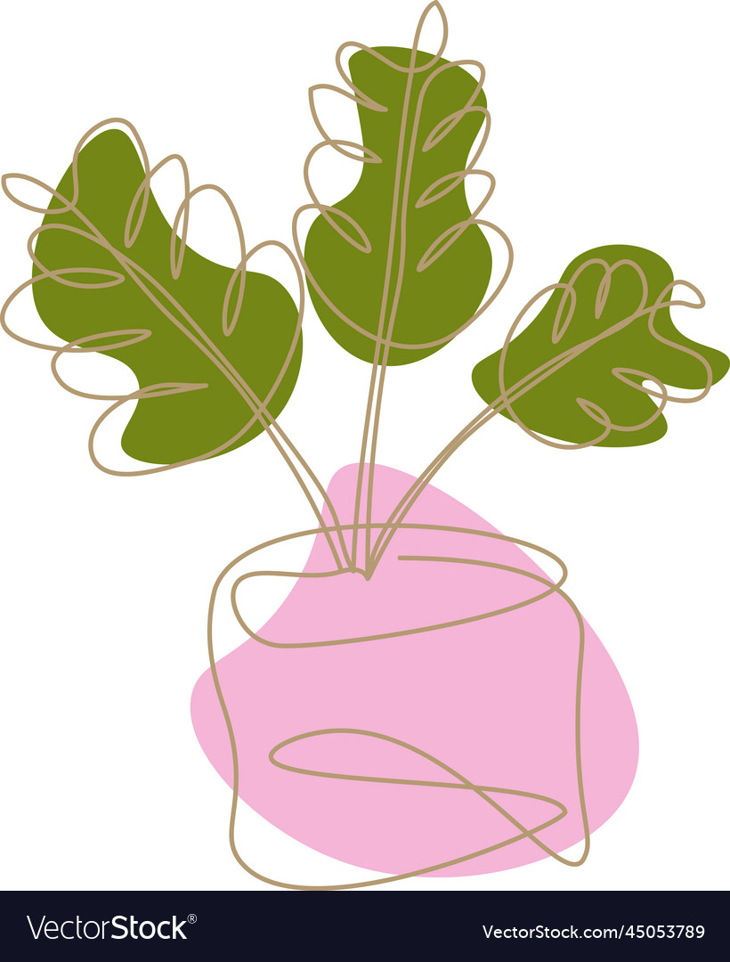 Icon with abstract house plant branches in pot