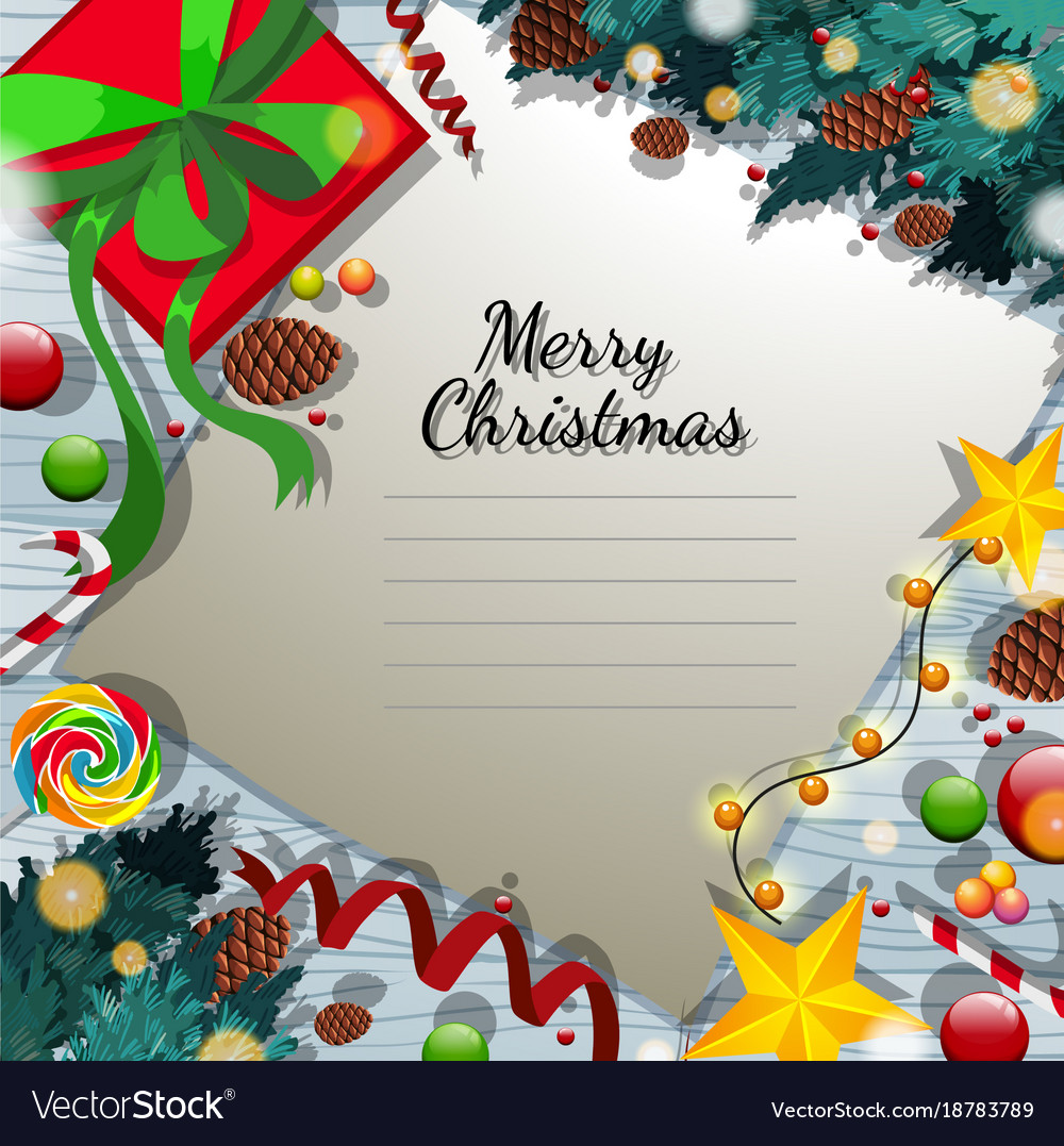 Merry Christmas Card Template With Present Vector Image