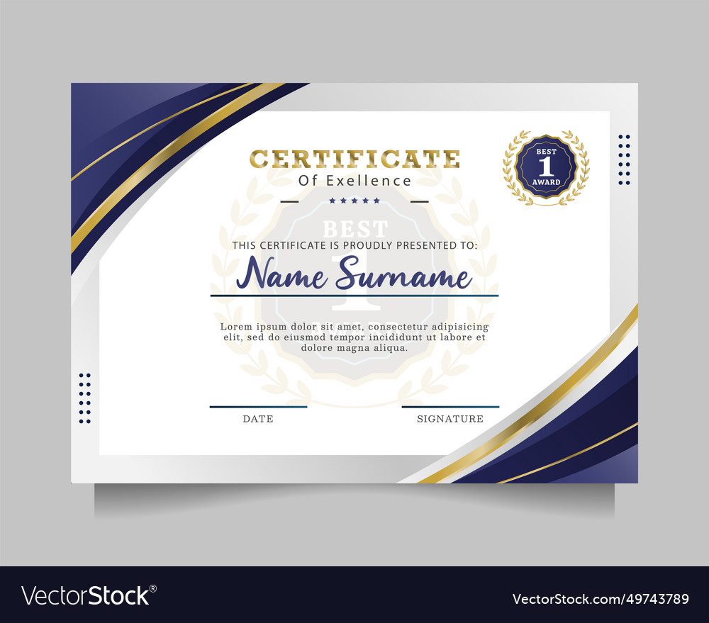 Modern certificate of exellence template