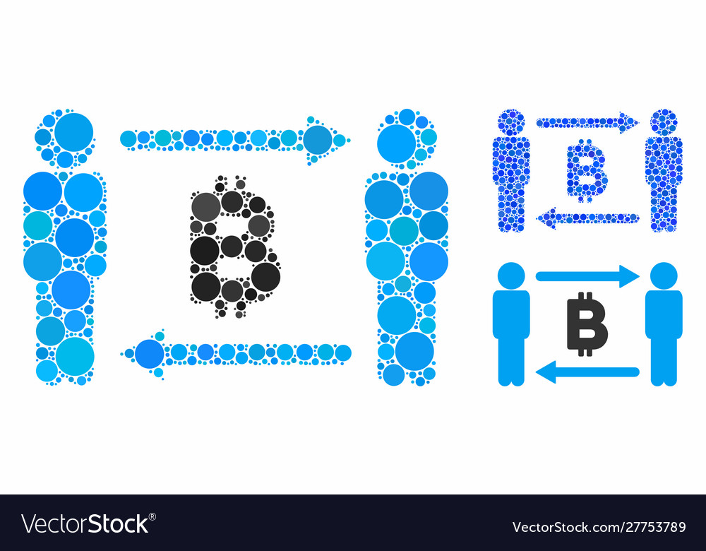 People exchange bitcoin composition icon