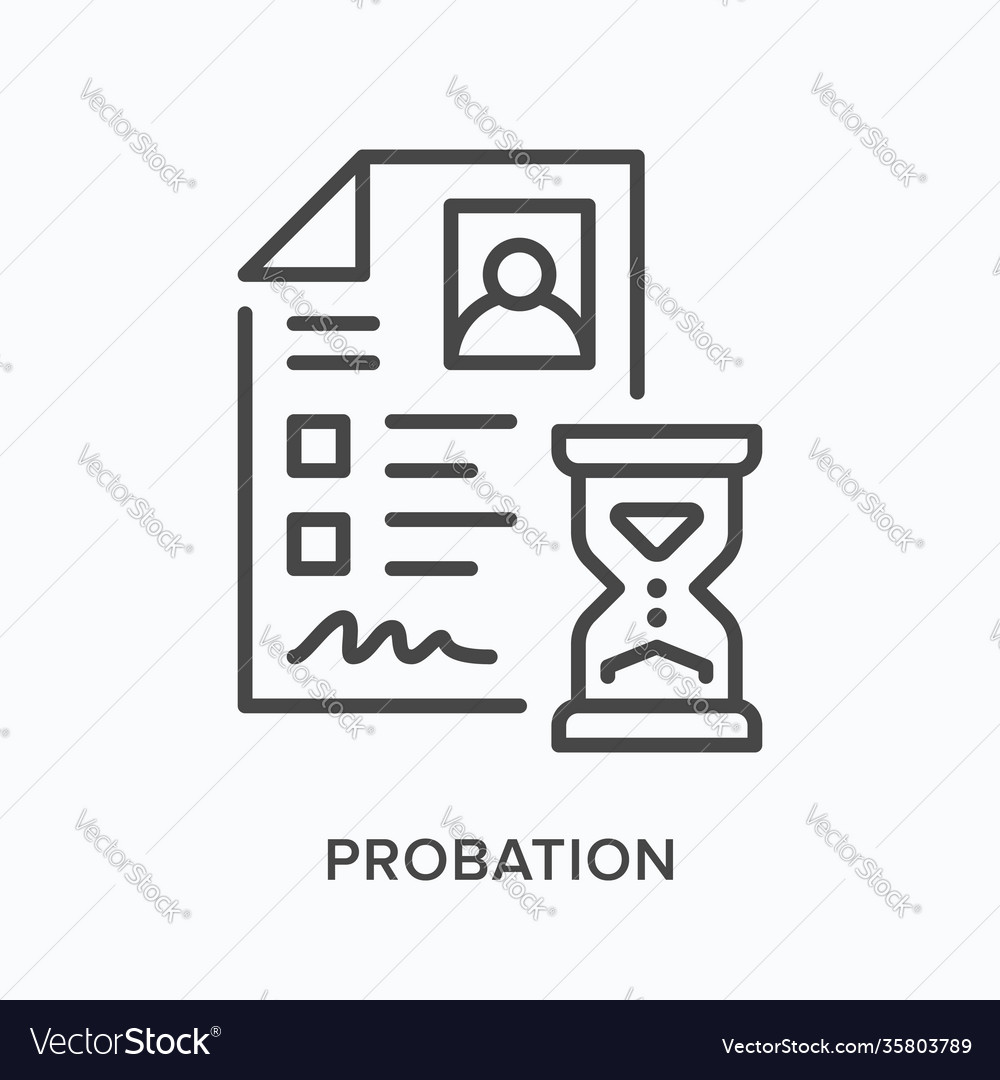Probation flat line icon outline Royalty Free Vector Image