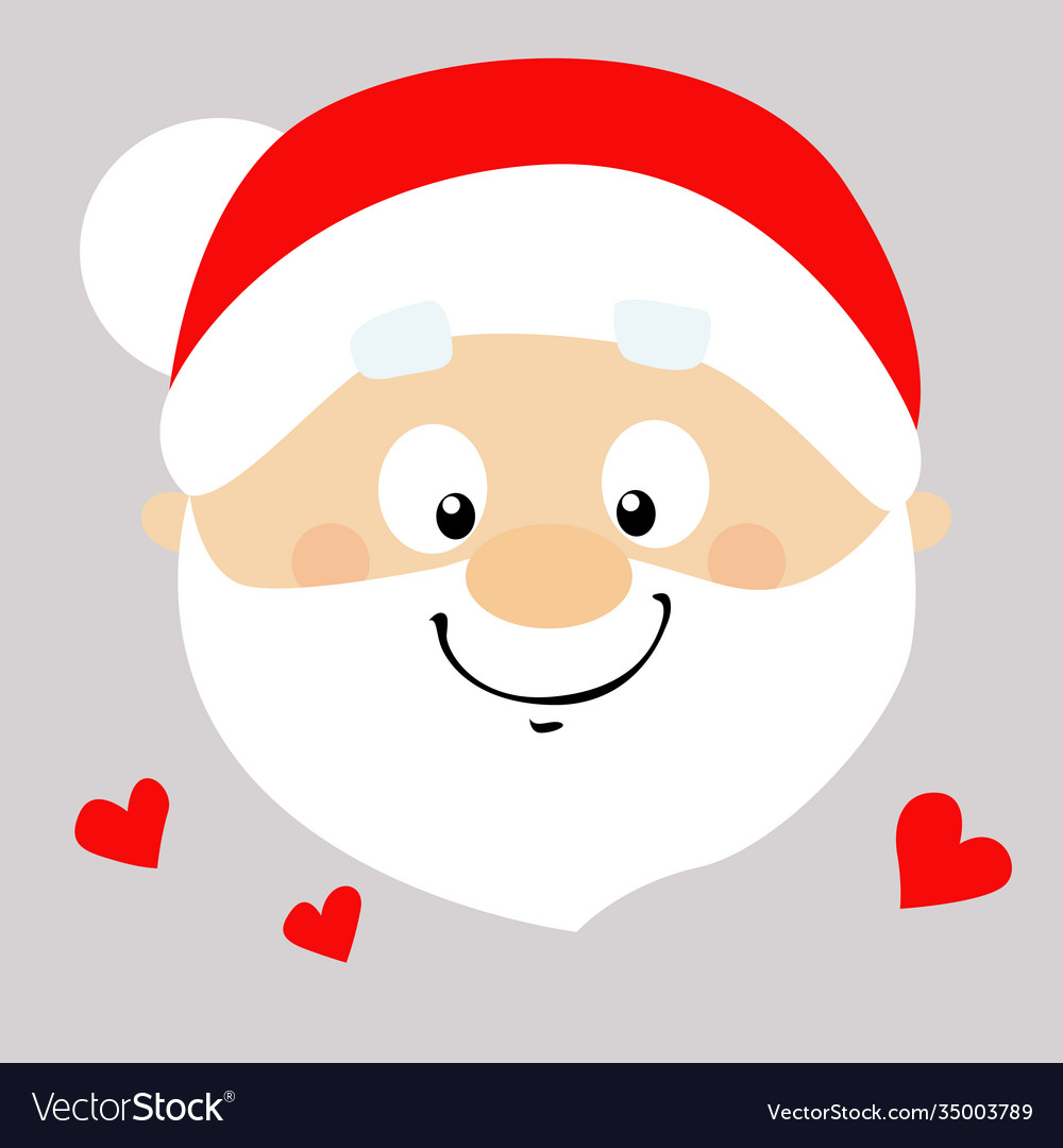 Santa flat design cartoon face in love - il