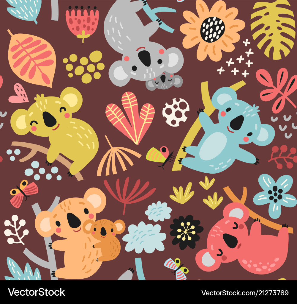 Seamless pattern with a koala Royalty Free Vector Image