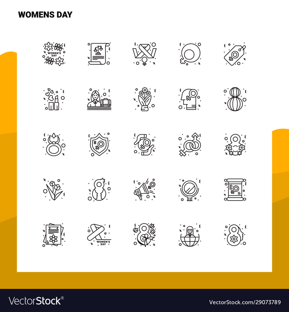 Set womens day line icon 25 icons