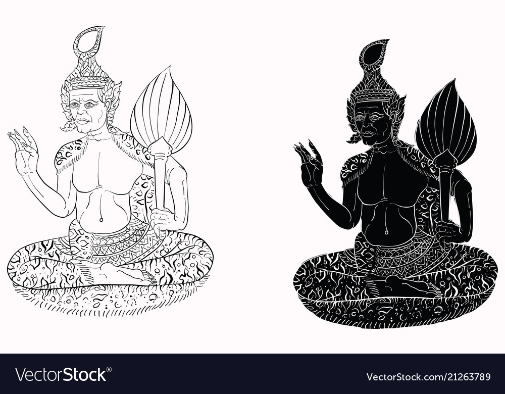 Thai traditional painting tattoo cracked colour Vector Image