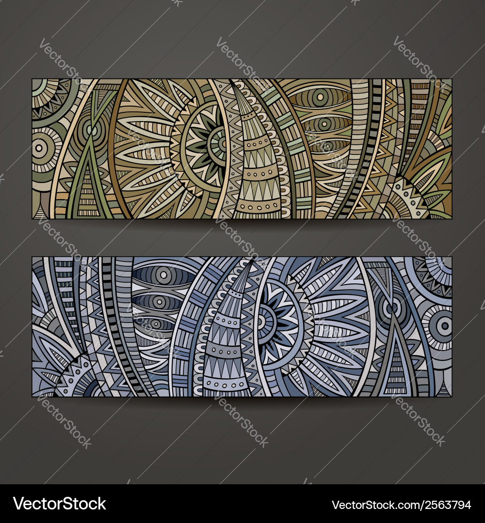 Abstract ethnic pattern card set Royalty Free Vector Image
