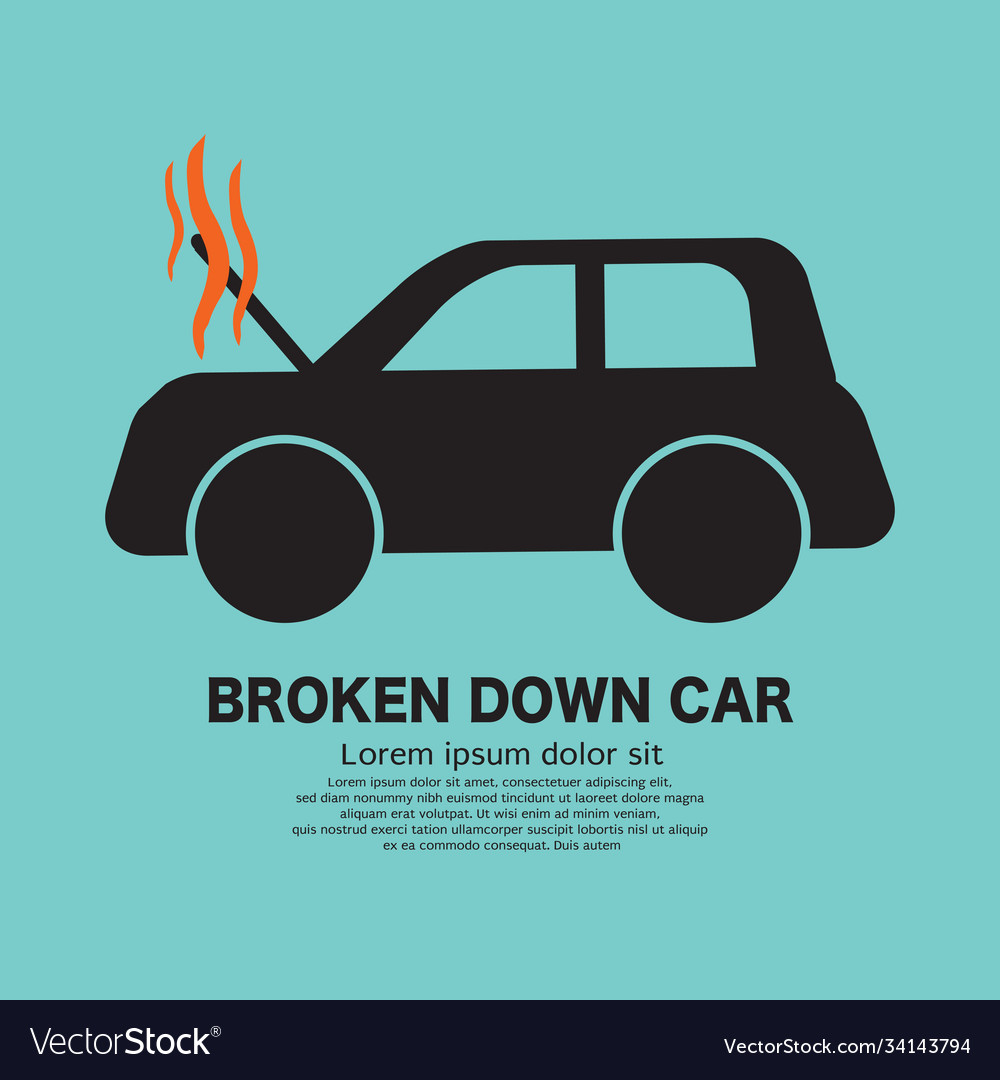 Broken down car icon black symbol