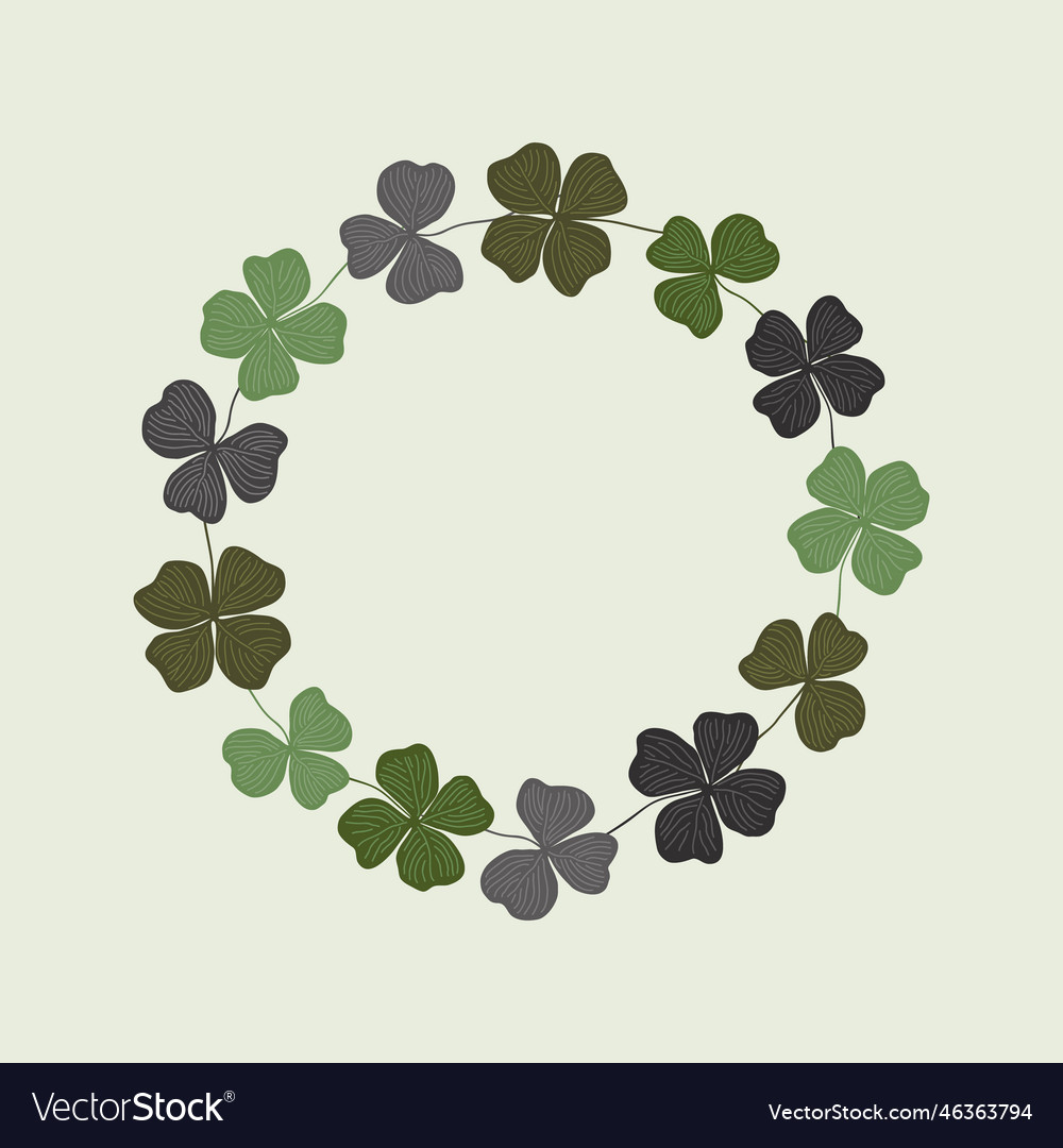 Clover wreath round frame of hand drawn Royalty Free Vector