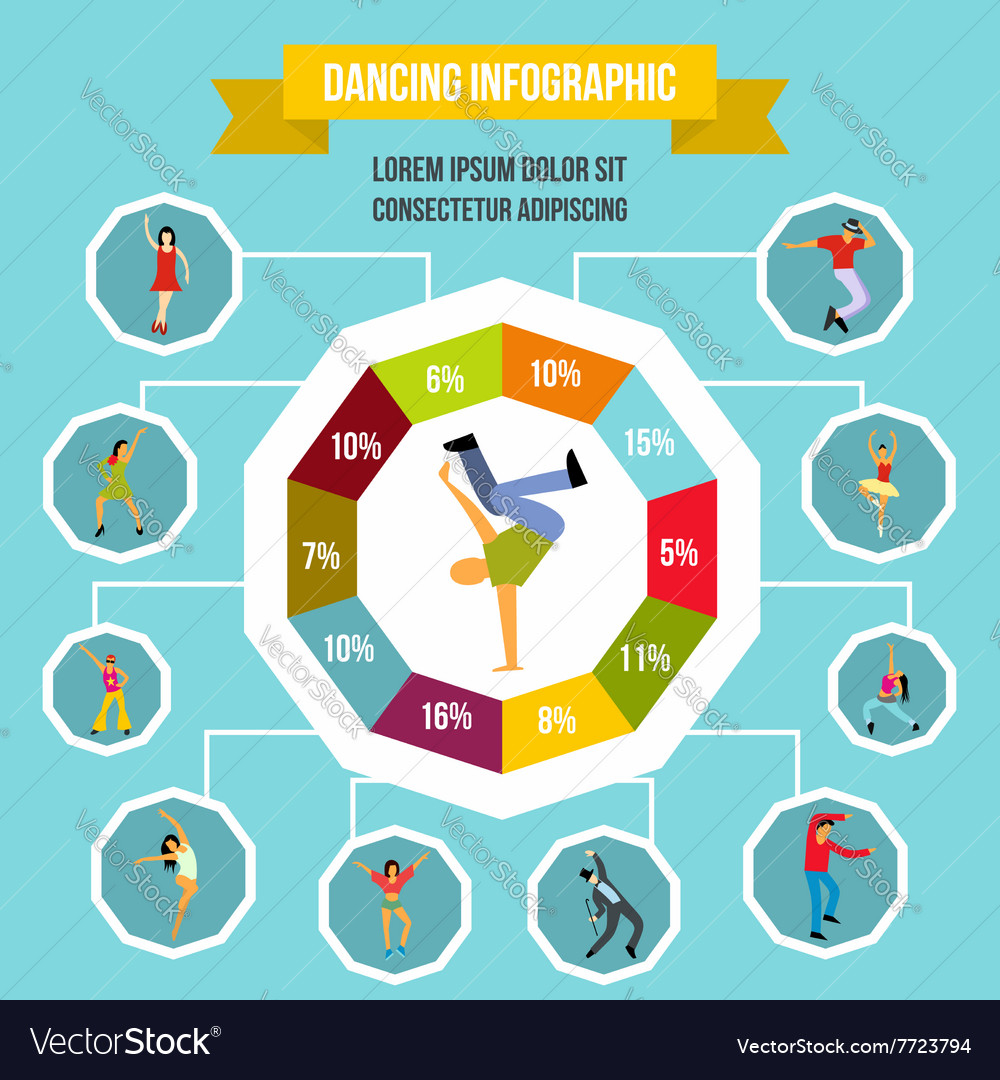 Dancing infographic flat style Royalty Free Vector Image