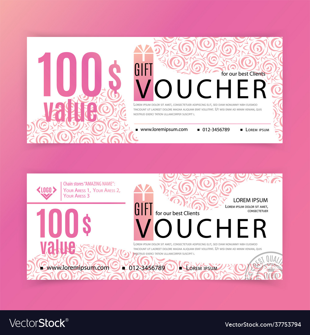 Gift rose voucher template universal flyer Vector Image