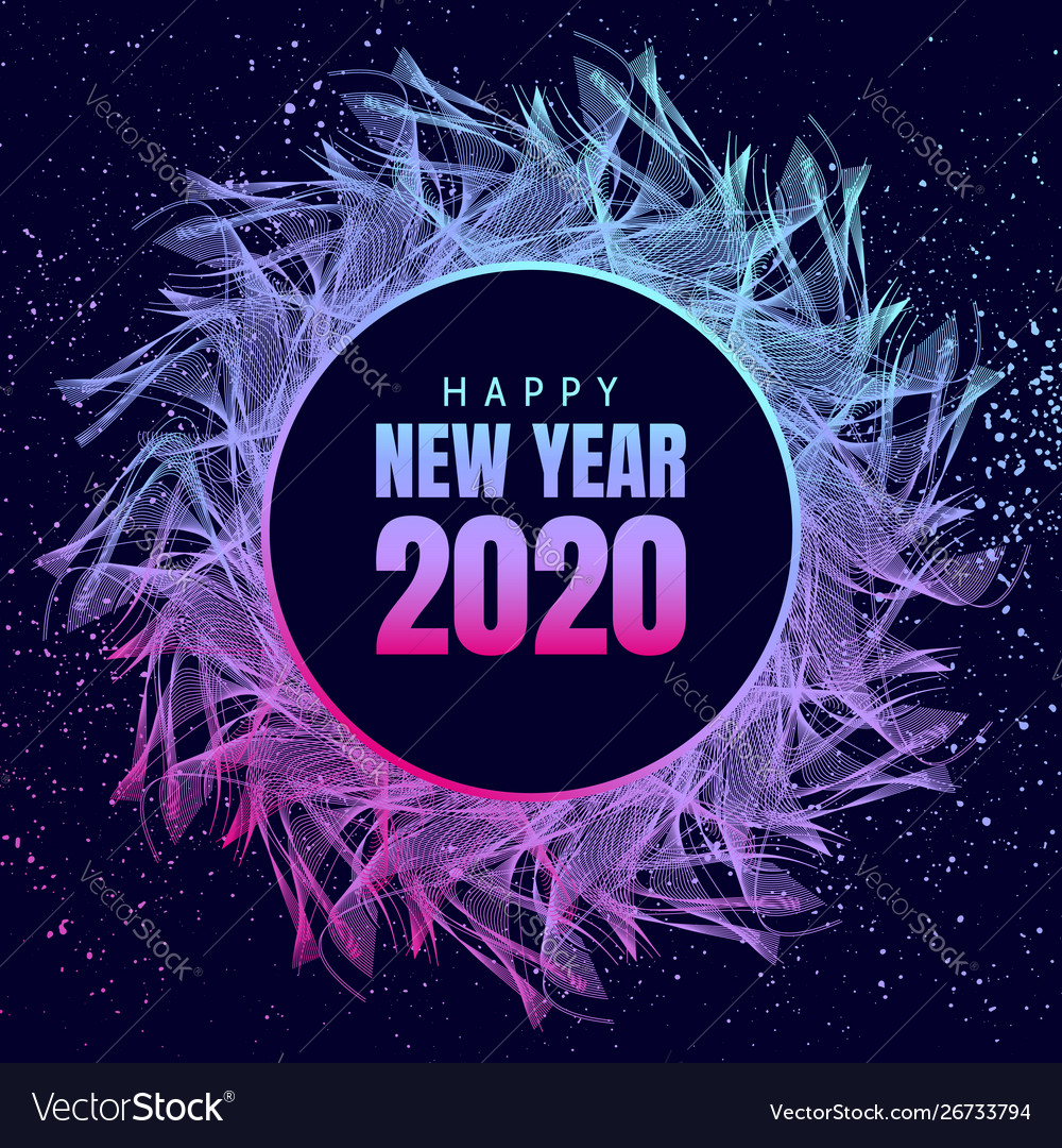 Happy new year 2020 neon poster Royalty Free Vector Image