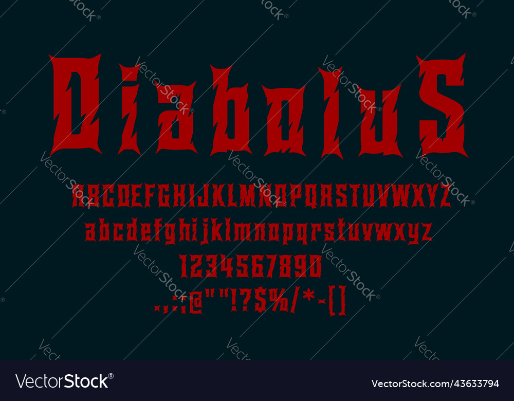 Horror devil evil font scary red bloody typeface Vector Image