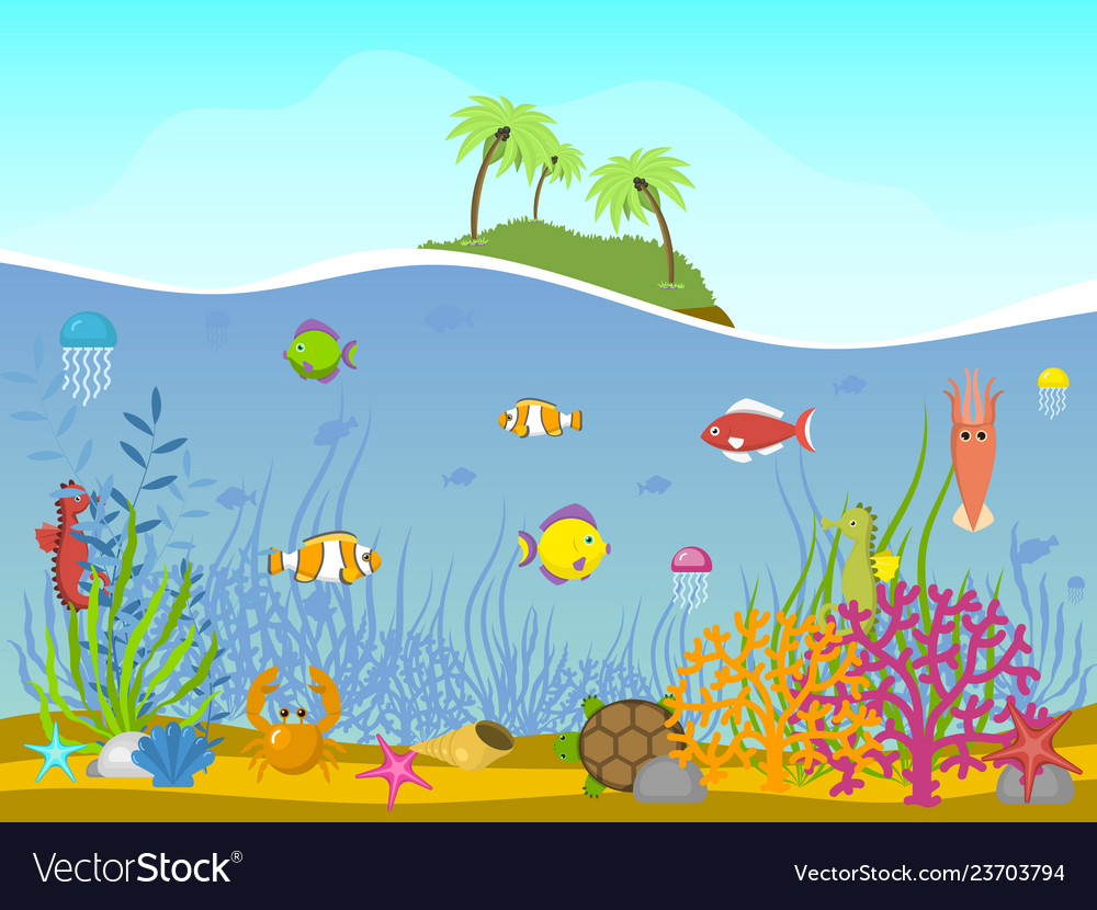 Marine world background Royalty Free Vector Image