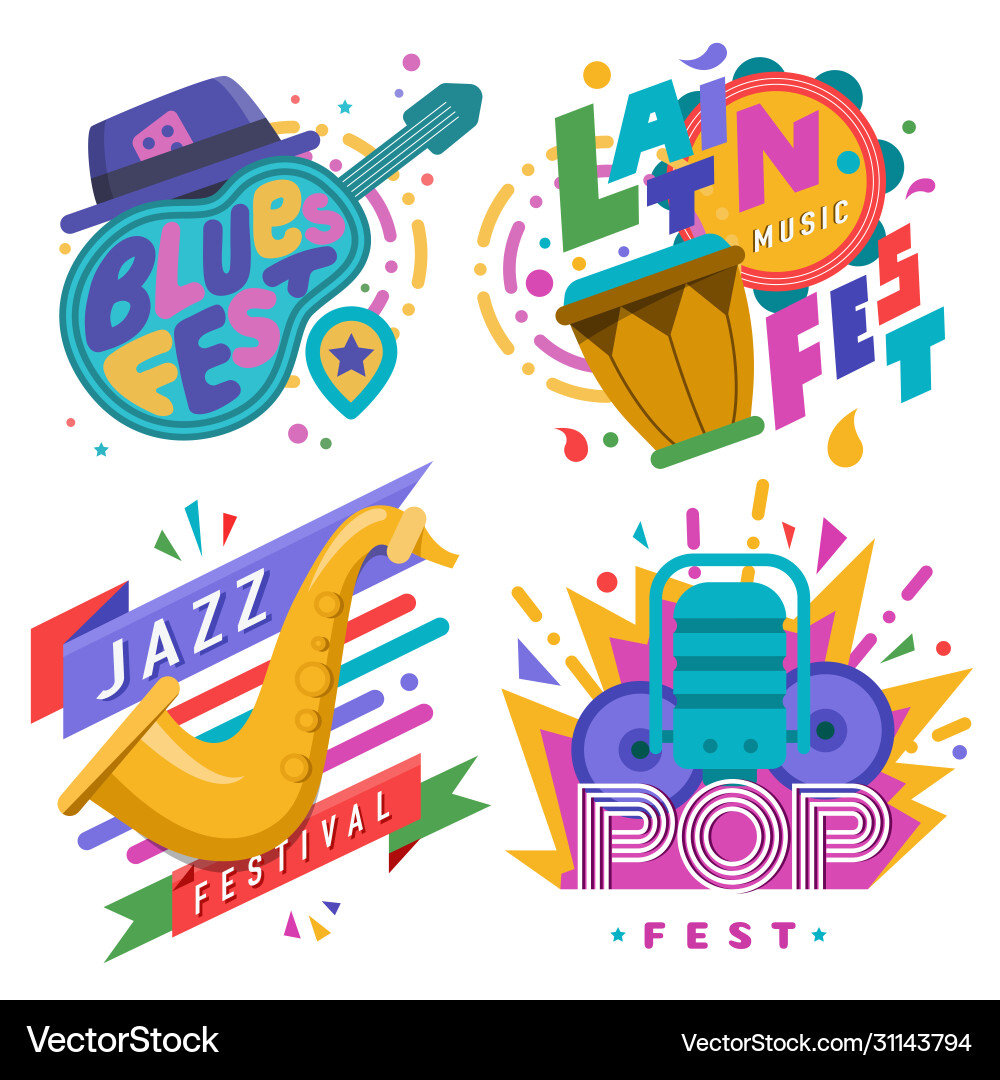Music festivals emblem invitation Royalty Free Vector Image